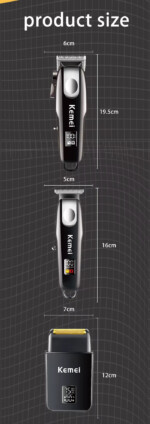 Kemei KM-8531 – Kit tondeuse cheveux et barbe 3 en 1 rechargeable sans fil écran LCD Tondeuse multifonction Tondeuse professionnelle