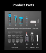 Kemei KM-8534 – Kit tondeuse multifonction 4 en 1 sans fil rechargeable 8W batterie 2000 mAh Tondeuse multifonction Tondeuse professionnelle