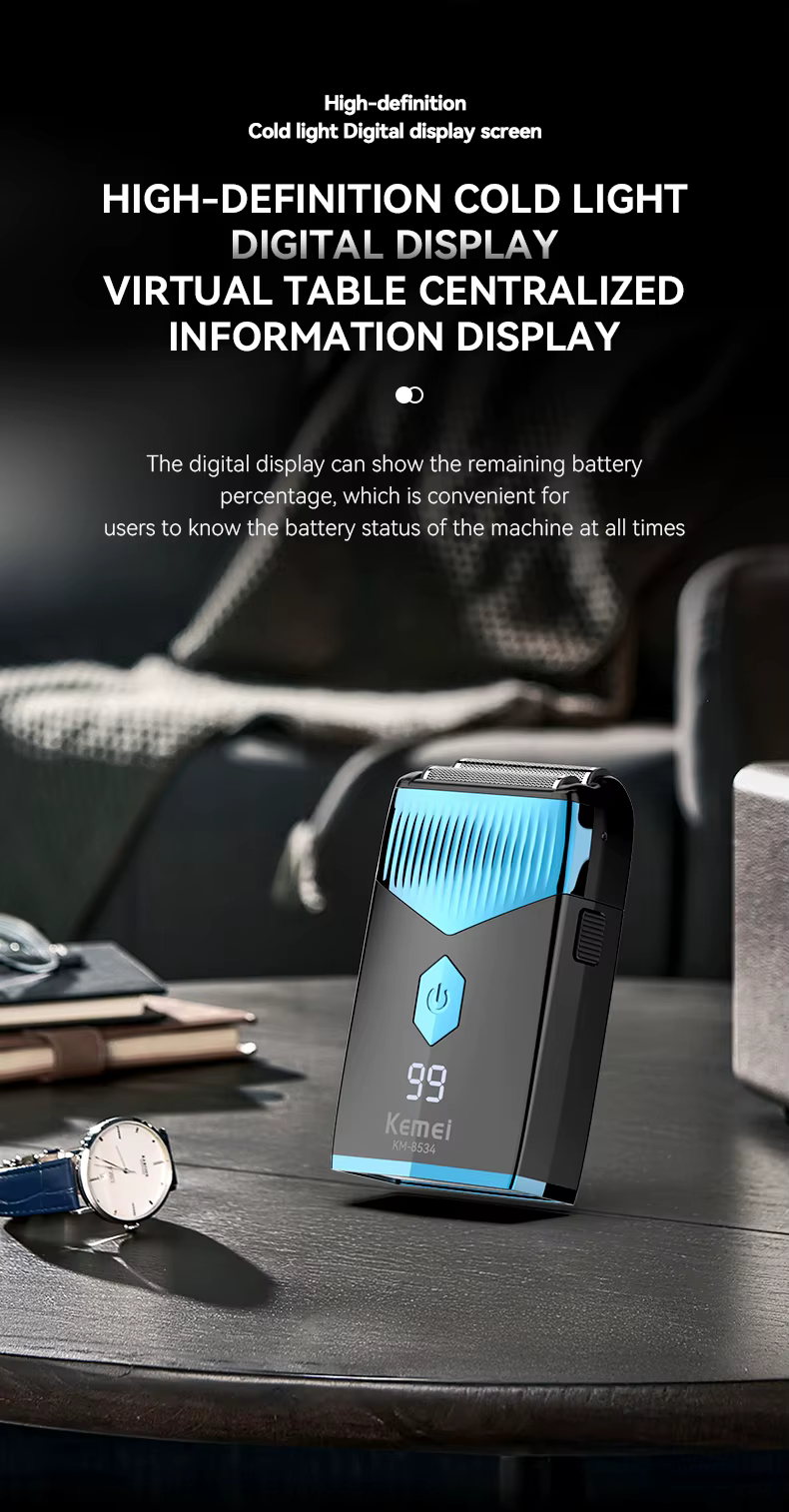 Kemei KM-8534 – Kit tondeuse multifonction 4 en 1 sans fil rechargeable 8W batterie 2000 mAh Tondeuse multifonction Tondeuse professionnelle