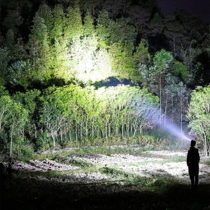 Lampe torche LED zoom télescopique bandes fluorescentes pour les urgences, le camping et la randonnée torche professionnel