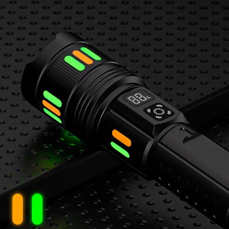 Lampe torche LED zoom télescopique bandes fluorescentes pour les urgences, le camping et la randonnée torche professionnel