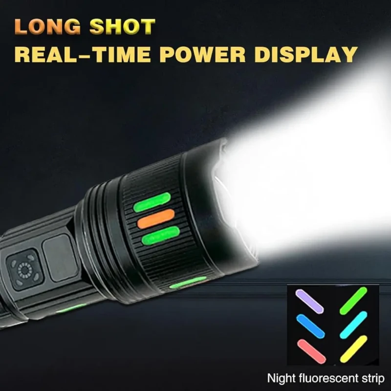 Lampe torche LED zoom télescopique bandes fluorescentes pour les urgences, le camping et la randonnée torche professionnel