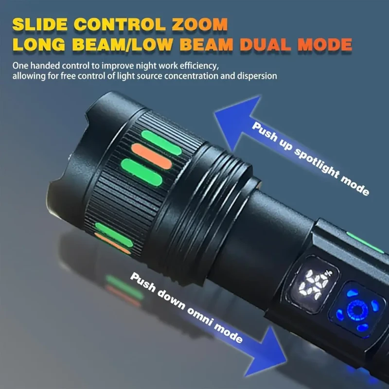 Lampe torche LED zoom télescopique bandes fluorescentes pour les urgences, le camping et la randonnée torche professionnel