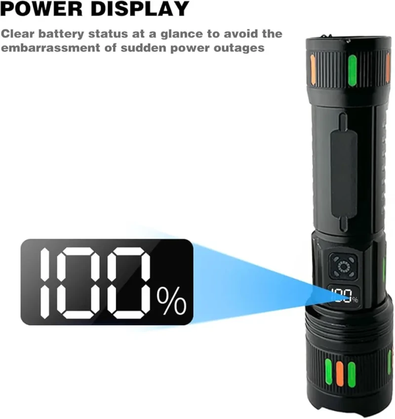 Lampe torche LED zoom télescopique bandes fluorescentes pour les urgences, le camping et la randonnée torche professionnel