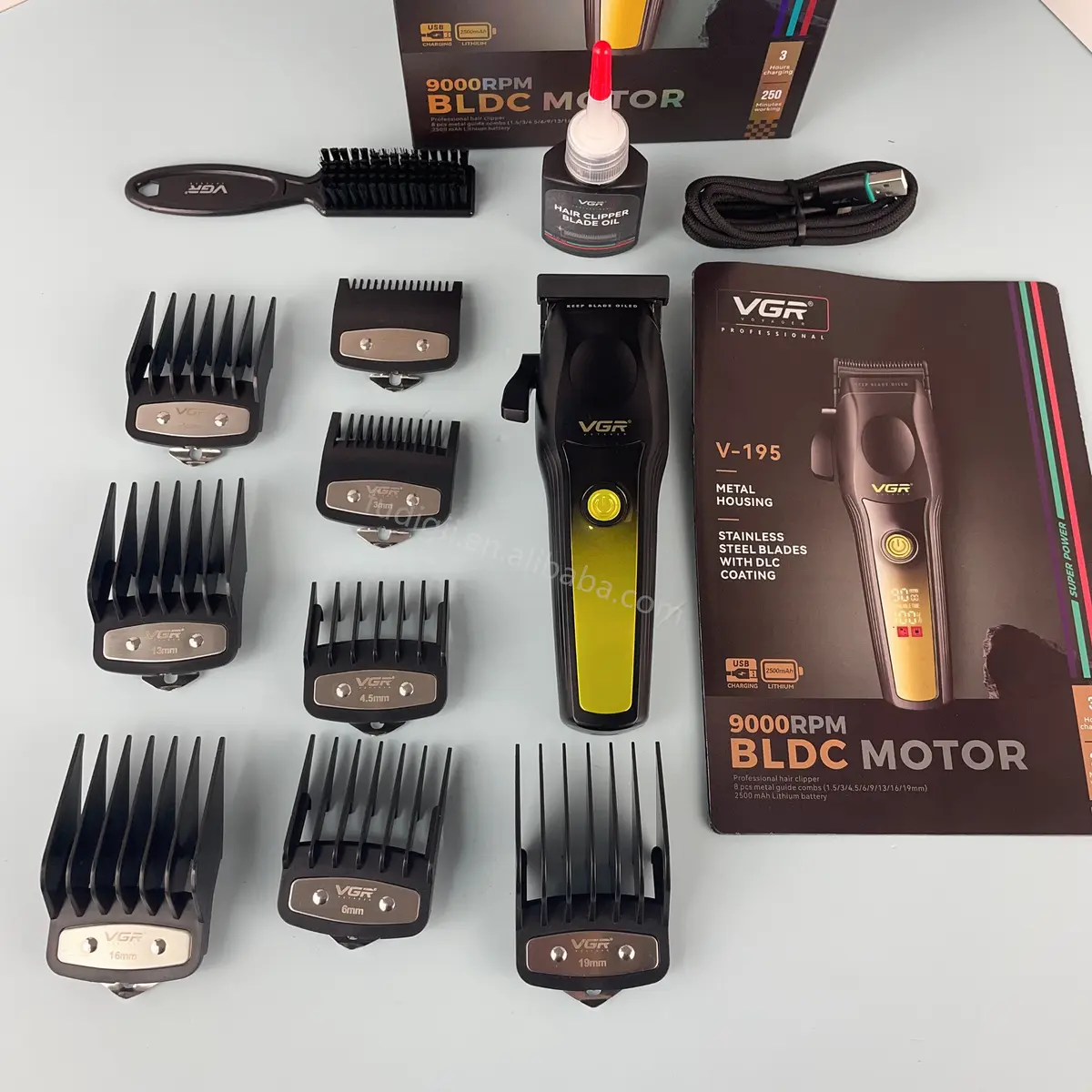 VGR V-195 – Tondeuse professionnelle salon série avec moteur 9000 RPM et batterie 2500 mAh
