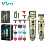 VGR V-643 – Tondeuse professionnelle cheveux & barbe sans fil USB (kit 2 en 1) dégradé + traçage double tondeuse Tondeuse professionnelle