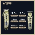 VGR V-643 – Tondeuse professionnelle cheveux & barbe sans fil USB (kit 2 en 1) dégradé + traçage double tondeuse Tondeuse professionnelle