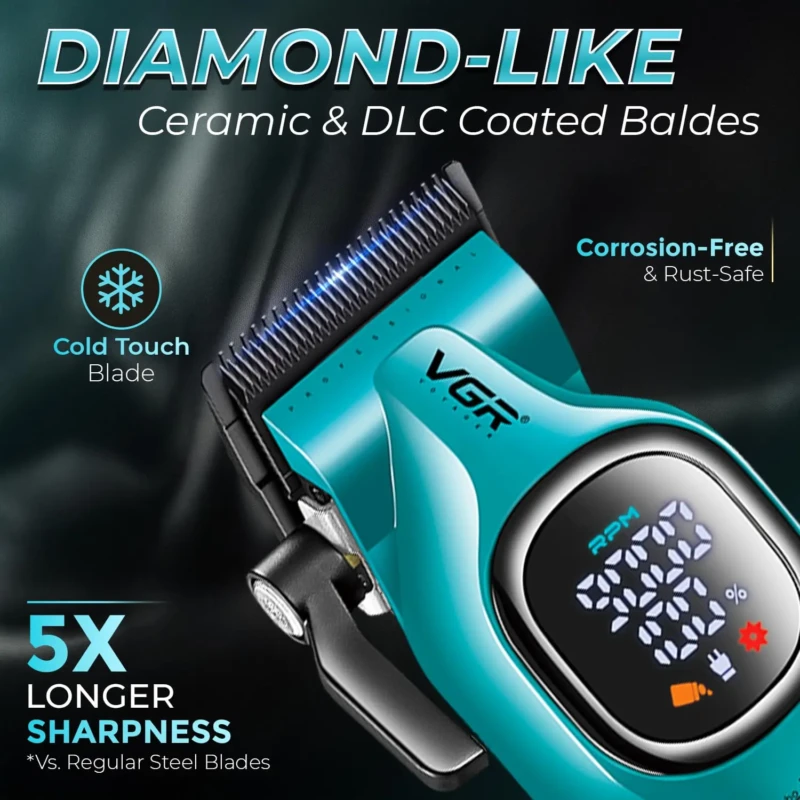 VGR V-886C tondeuse pro sans fil batterie 3200 mAh affichage LED tondeuse vgr