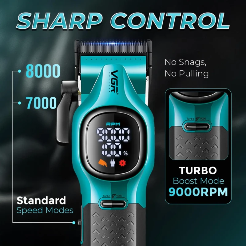 VGR V-886C tondeuse pro sans fil batterie 3200 mAh affichage LED tondeuse vgr