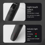 Kemei KM‑114 – Tondeuse Électrique Rechargeable 3‑en‑1 USB, Étanche IPX5, Lames Acier