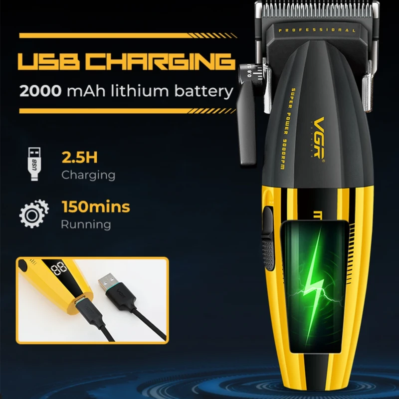 VGR V-937 – Tondeuse professionnelle avec bras levier tondeuse dégradé – cheveux & barbe rechargeable batterie 2000 mAh tondeuse avec levier tondeuse vgr