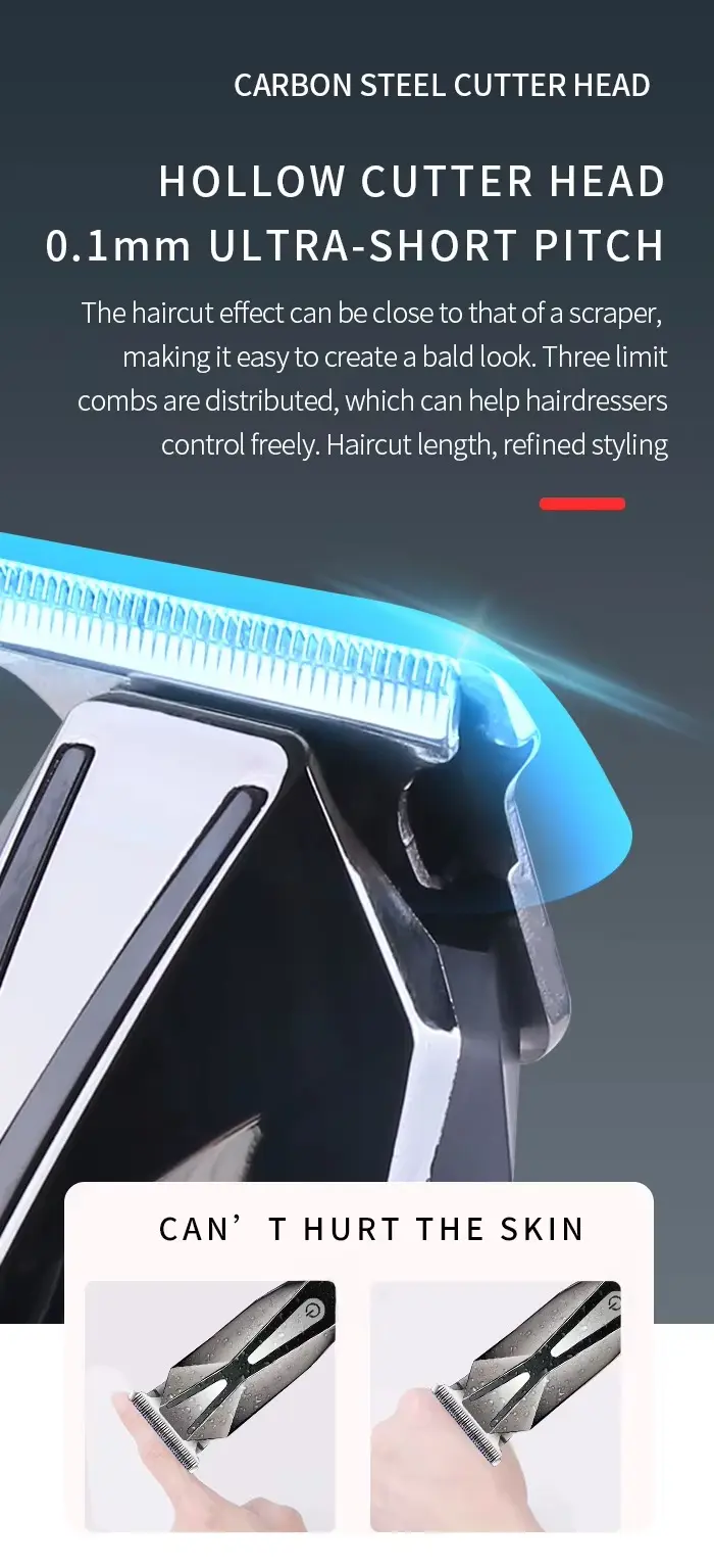 Kemei KM-1452 – Tondeuse professionnelle sans fil cheveux et barbe 5W batterie 1200 mAh recharge USB rapide