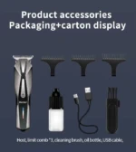 Kemei KM-1452 – Tondeuse professionnelle sans fil cheveux et barbe 5W batterie 1200 mAh recharge USB rapide