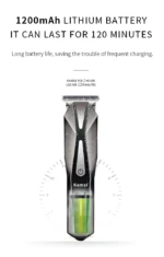 Kemei KM-1452 – Tondeuse professionnelle sans fil cheveux et barbe 5W batterie 1200 mAh recharge USB rapide