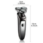 Kemei KM-1524 – Rasoir électrique rotatif 3 têtes sans fil étanche écran LCD batterie 1000 mAh Rasoir électrique rotatif Rasoir électrique rotatif 3 têtes