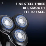 Kemei KM-1524 – Rasoir électrique rotatif 3 têtes sans fil étanche écran LCD batterie 1000 mAh Rasoir électrique rotatif Rasoir électrique rotatif 3 têtes