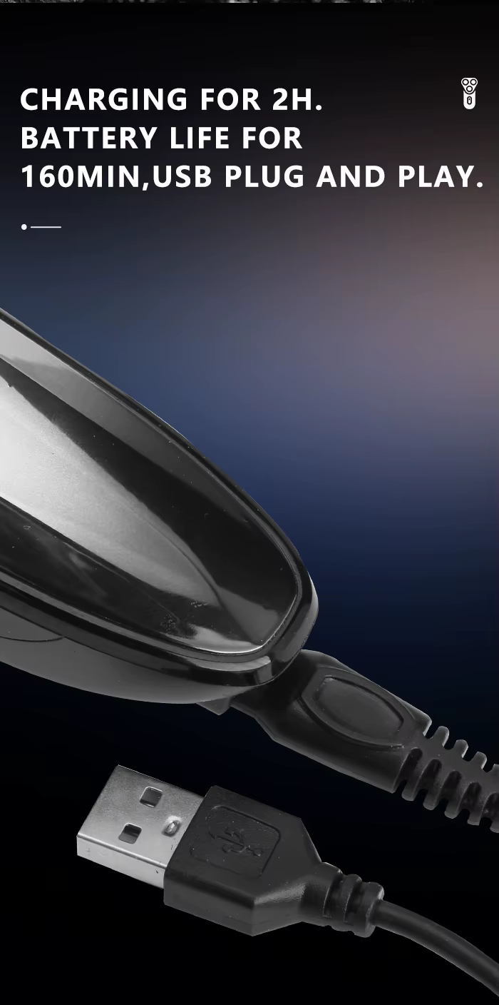 Kemei KM-1524 – Rasoir électrique rotatif 3 têtes sans fil étanche écran LCD batterie 1000 mAh Rasoir électrique rotatif Rasoir électrique rotatif 3 têtes