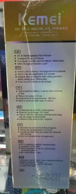 Kemei KM-1583 – Tondeuse professionnelle sans fil cheveux et barbe batterie 1500 mAh autonomie longue
