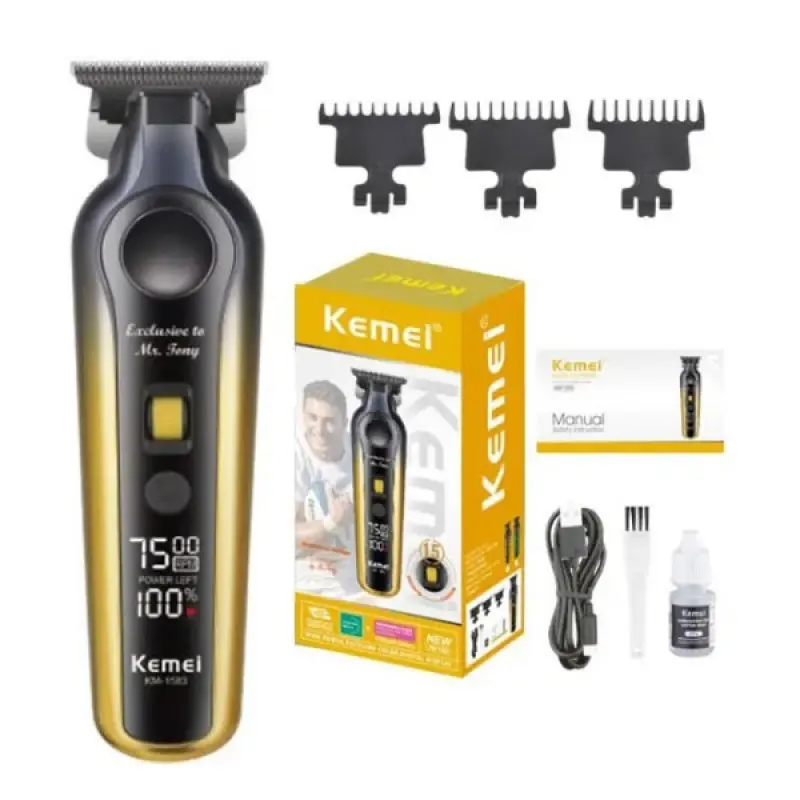Kemei KM-1583 – Tondeuse professionnelle sans fil cheveux et barbe batterie 1500 mAh autonomie longue