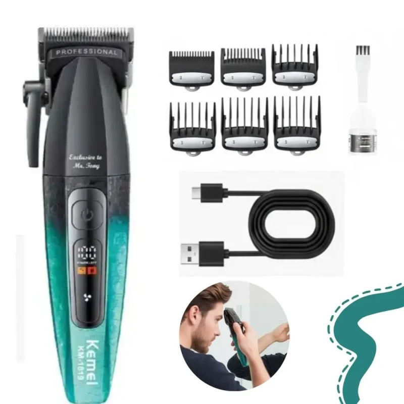 KEMEI KM-1819 Tondeuse Pro avec levier Cheveux et Barbe 7000 Tr/min 1200 mAh – tondeuse avec levier