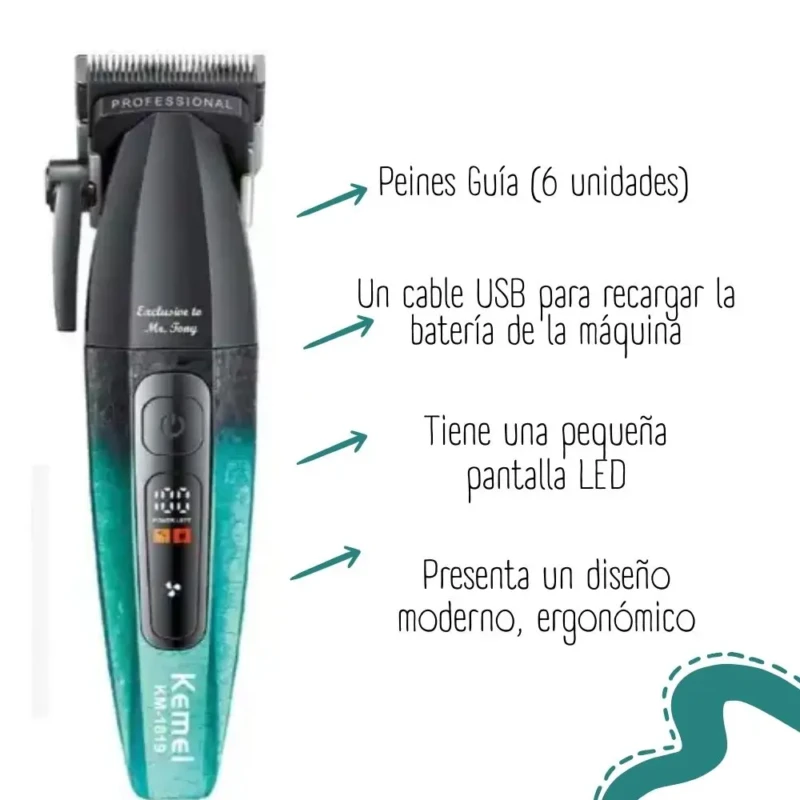 KEMEI KM-1819 Tondeuse Pro avec levier Cheveux et Barbe 7000 Tr/min 1200 mAh – tondeuse avec levier