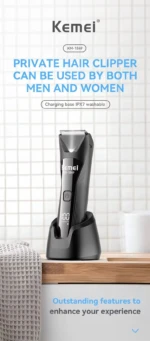 Kemei Km-1849 Tondeuse corporelle électrique sans fil de haute qualité pour hommes, étanche, pour la zone intime tondeuse zone intime
