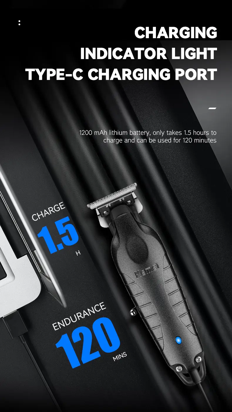 KEMEI KM-PG2299 – Tondeuse Professionnelle T-Blade – avec support 7000 RPM Batterie 1200 mAh tonduese kemei