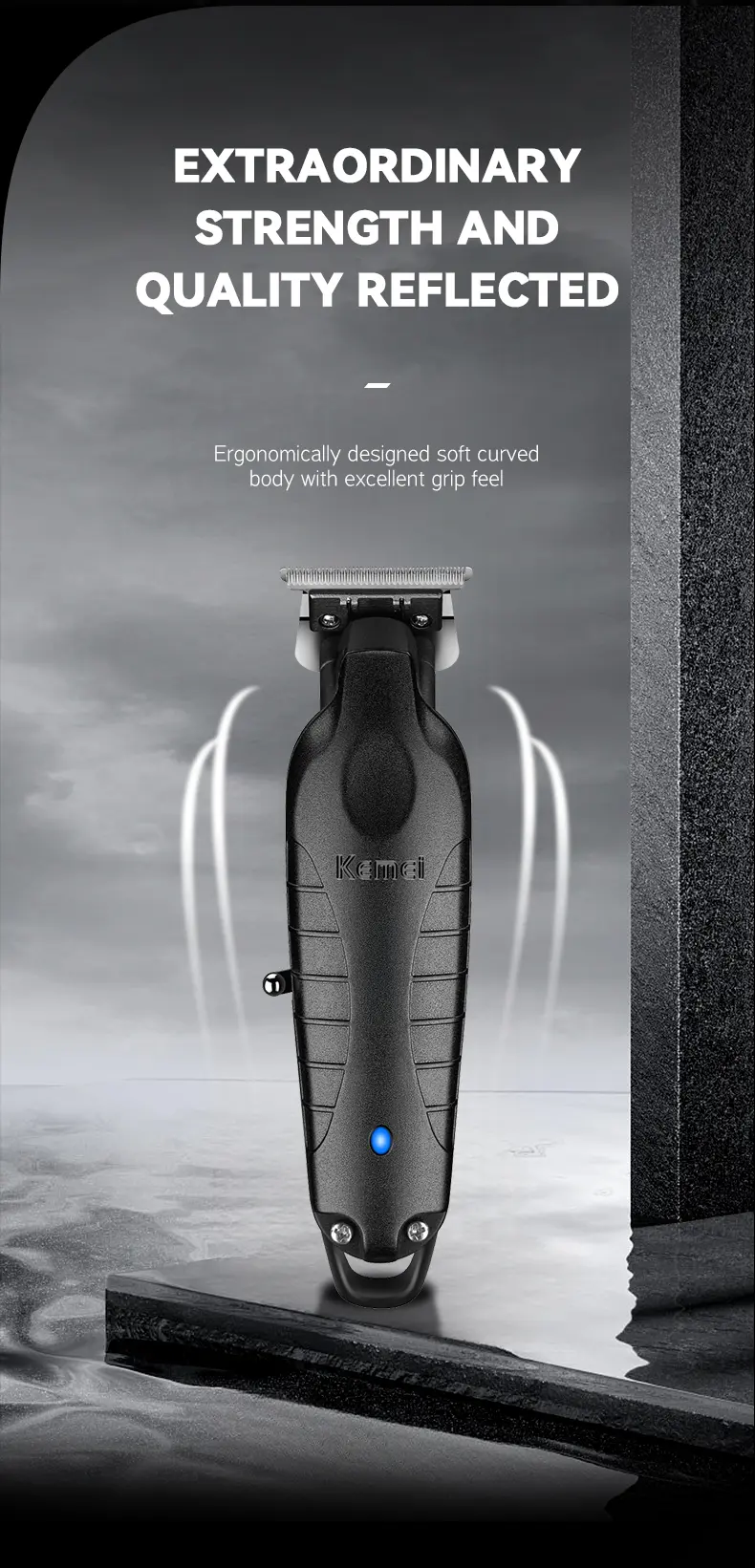KEMEI KM-PG2299 – Tondeuse Professionnelle T-Blade – avec support 7000 RPM Batterie 1200 mAh tonduese kemei