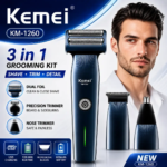 Kemei KM‑1260 – Tondeuse Électrique 3en 1 Sans Fil Rechargeable | , USB, Tondeuse multifonction