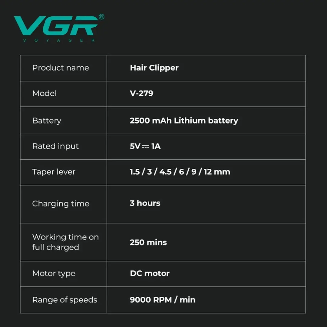 VGR V-279 tondeuse sans fil avec bras – moteur 9000 tr/min batterie 2500 mAh tondeuse avec levier Tondeuse professionnelle