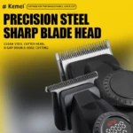 Kemei KM-1867+KM-1868 Tondeuse à cheveux professionnelle pour hommes, à lames zéro espacement, entièrement métallique, avec écran LCD,