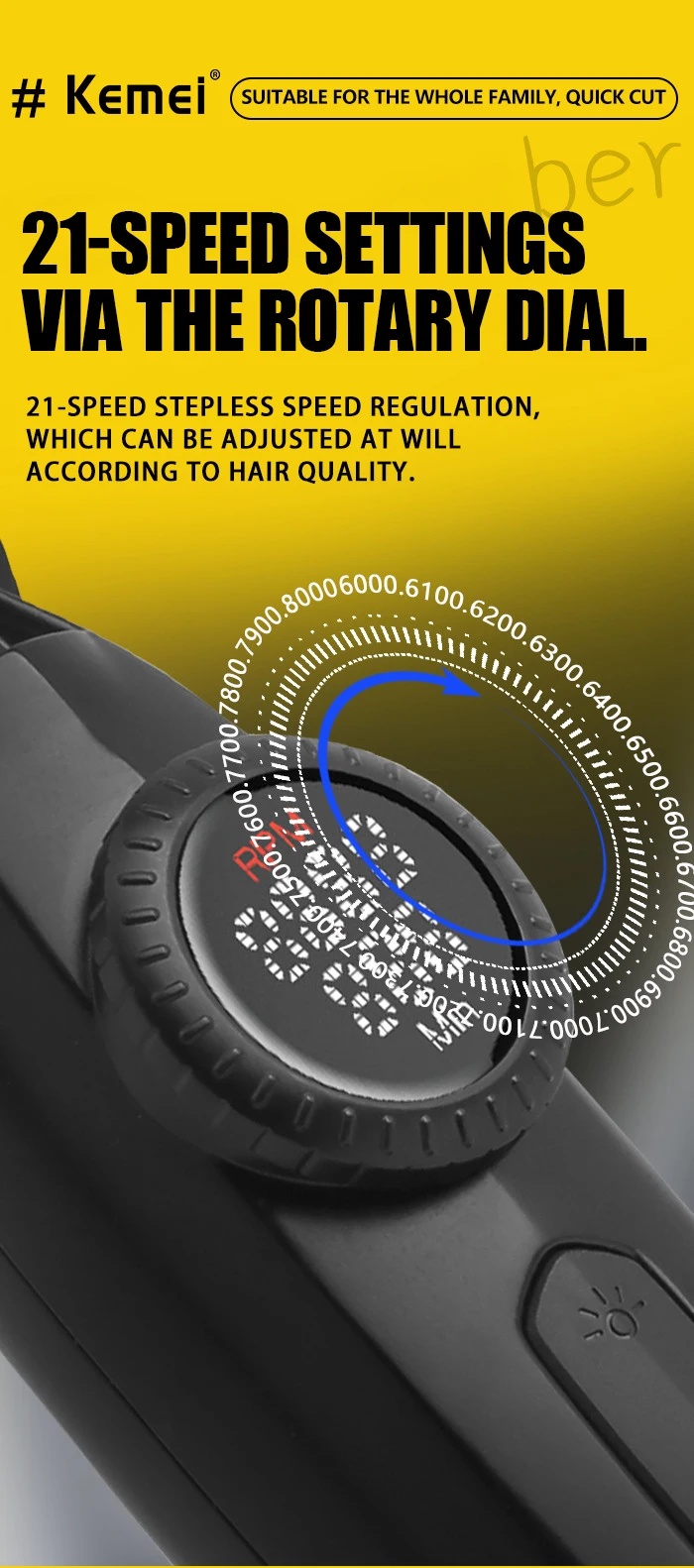 Kemei KM-1867+KM-1868 Tondeuse à cheveux professionnelle pour hommes, à lames zéro espacement, entièrement métallique, avec écran LCD, -
