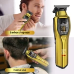 Kemei KM-1737 Tondeuse à cheveux et barbe sans fil pour hommes, gold doré