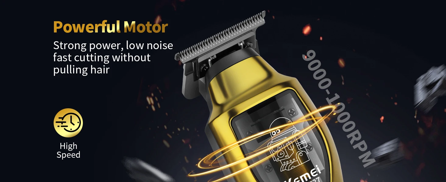 Kemei KM-1737 Tondeuse à cheveux et barbe sans fil pour hommes, gold doré -