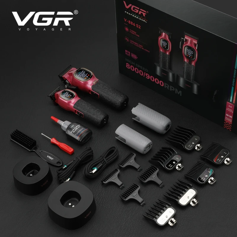VGR V-886 S2 pack tondeuse à cheveux haut de gamme deux pièces ensemble 9000 tr/min 8W Tondeuse professionnelle