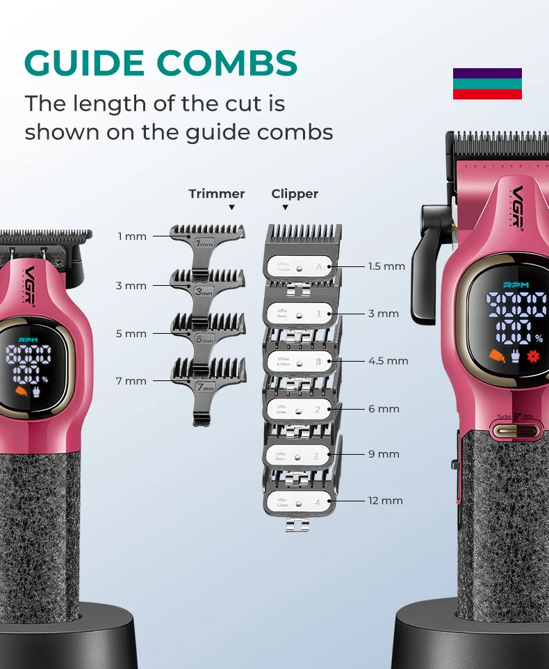 VGR V-886 S2 pack tondeuse à cheveux haut de gamme deux pièces ensemble 9000 tr/min 8W -