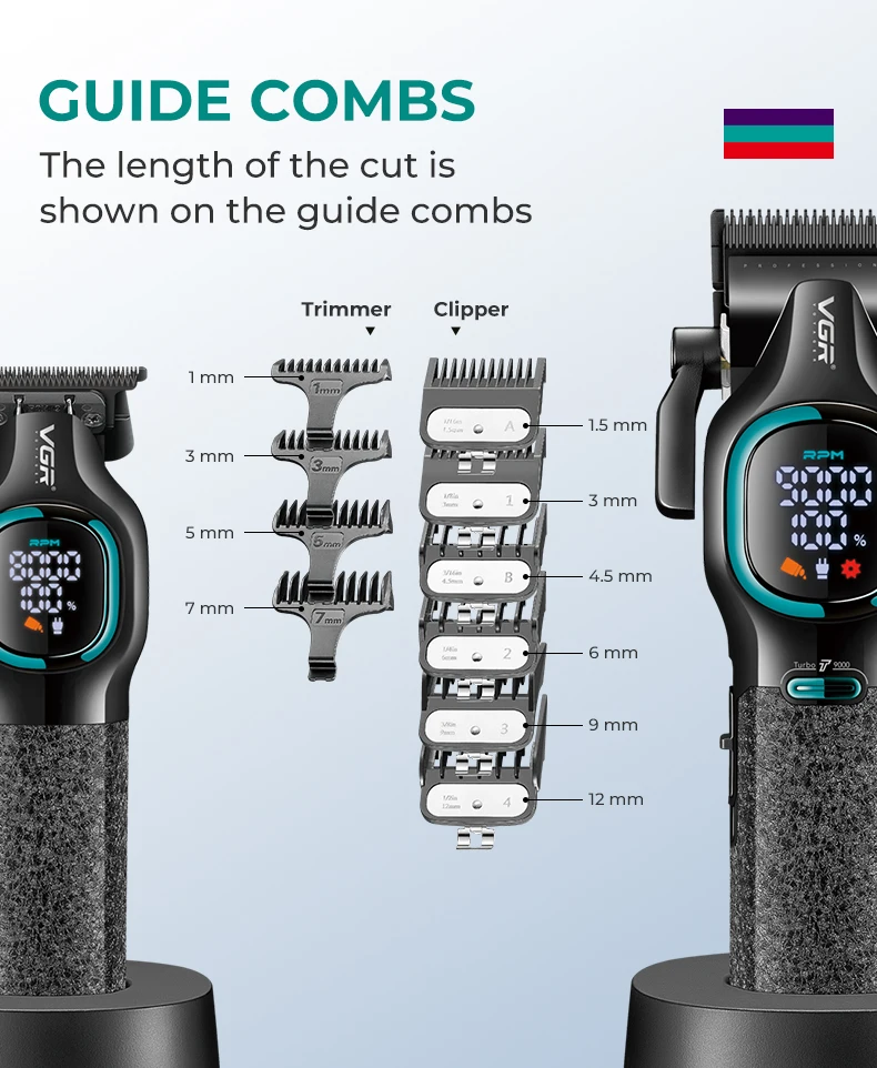 VGR V-886 S2 pack tondeuse à cheveux haut de gamme deux pièces ensemble 9000 tr/min 8W -
