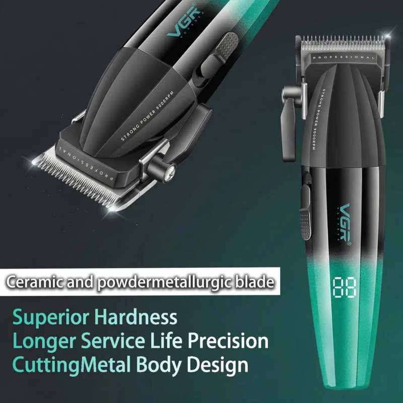 VGR V-003 – Tondeuse Professionnelle 9000 RPM Affichage Numérique Batterie 2500 mAh double tondeuse tondeuse avec levier