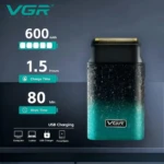 VGR V-326 – Rasoir Électrique Professionnel IPX6 Affichage Numérique (Beard Shaver) rasoir électrique vgr