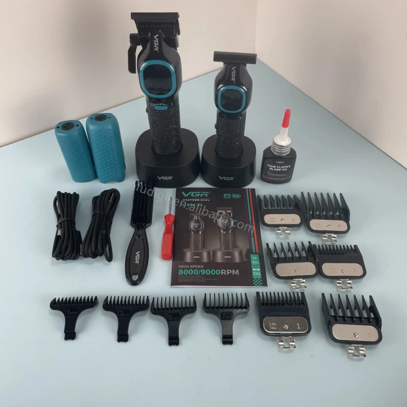 VGR V-886 S2 pack tondeuse à cheveux haut de gamme deux pièces ensemble 9000 tr/min 8W Tondeuse professionnelle