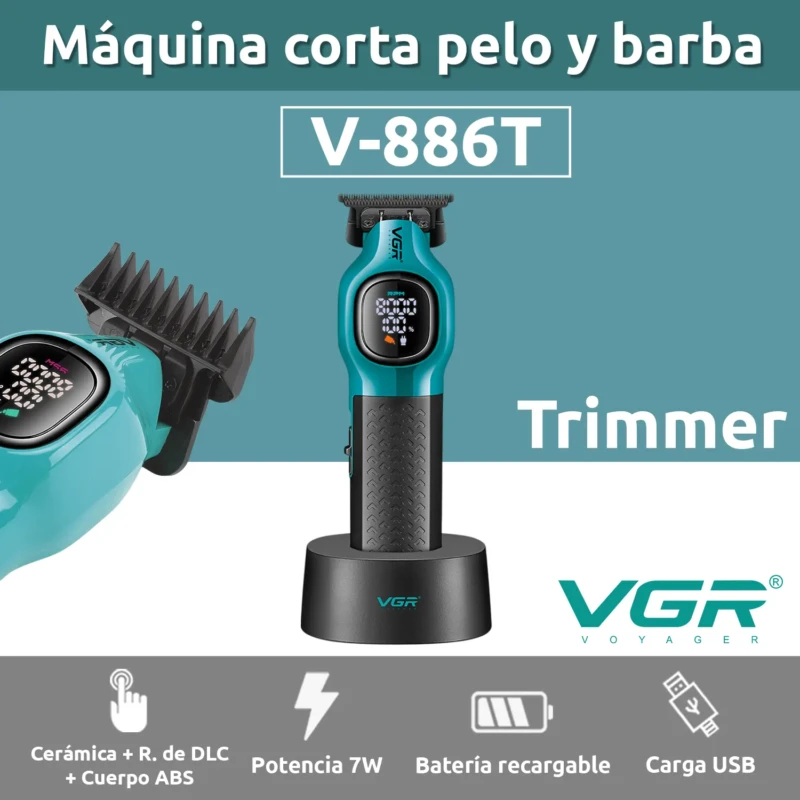 VGR V-886T – Tondeuse Professionnelle T-Blade 8000 RPM Batterie 1600 mAh Tondeuse professionnelle tondeuse vgr