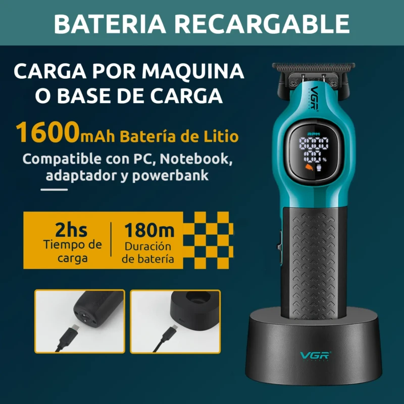 VGR V-886T – Tondeuse Professionnelle T-Blade 8000 RPM Batterie 1600 mAh Tondeuse professionnelle tondeuse vgr