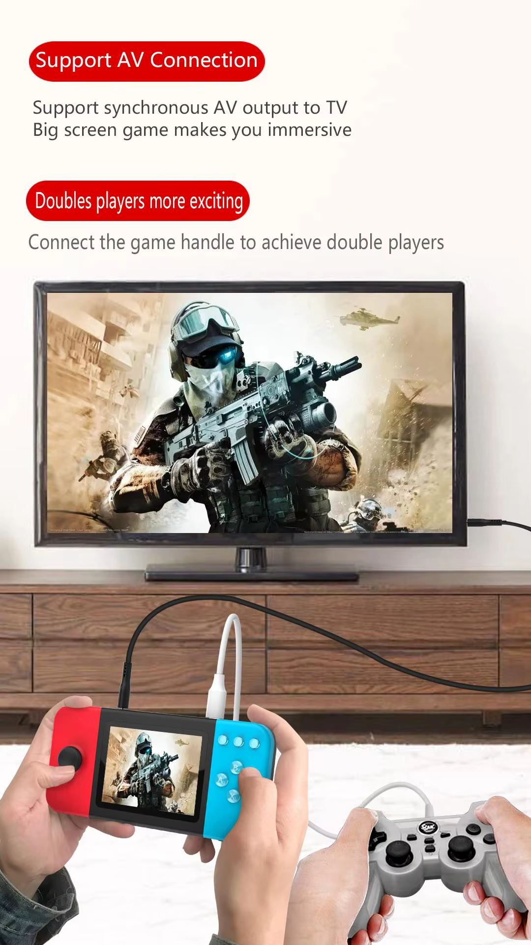 Console Portable D20 500 in 1 – Console de Jeux Rétro Portable avec Double Manette Console Portable Game Stick