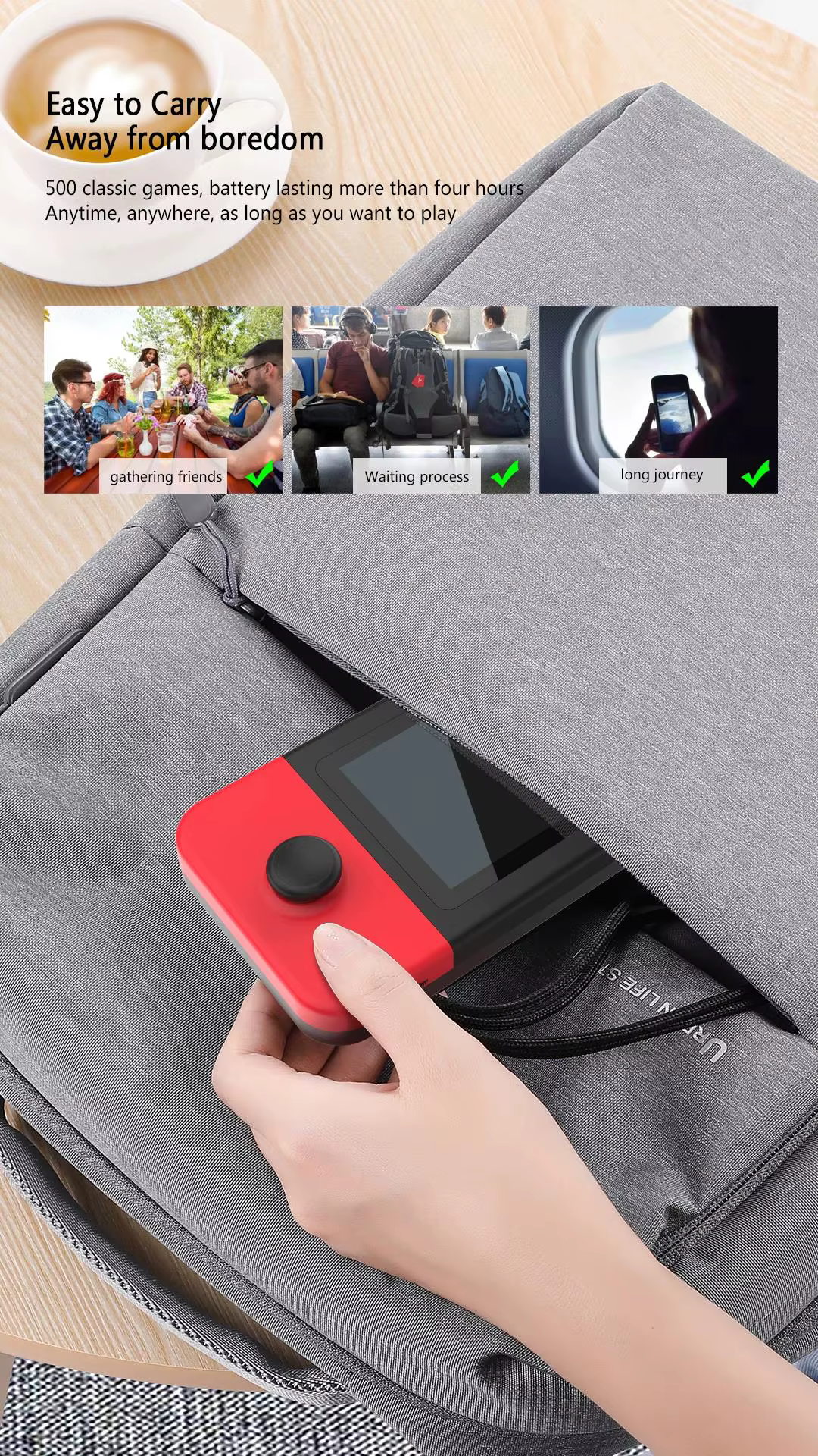 Console Portable D20 500 in 1 – Console de Jeux Rétro Portable avec Double Manette Console Portable Game Stick