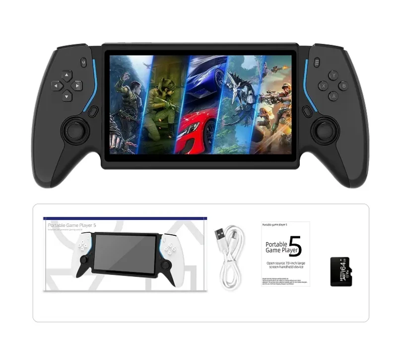 Console Portable Multi-Émulateurs 7 Pouces – Console de Jeux Rétro Portable Écran IPS HD 64 Go – HC8000  Console Portable Game Stick