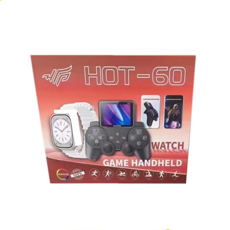 HOT60 Smart Watch Game Console Set – Montre Connectée Bluetooth avec Console de Jeux Portable Game Console Smart Watch Game Console