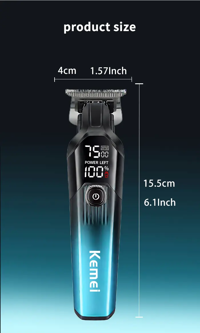 Kemei KM-1358 – Tondeuse Professionnelle 7500 RPM avec Écran LED et Batterie 1200mAh tondeuse kemei