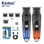 Kemei KM-1359 – Tondeuse Professionnelle Sans Fil 7500 RPM avec Écran LED et Batterie 1200mAh