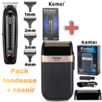 Kemei KM-1578 + Kemei KM-2024 Pack Grooming Professionnel – Tondeuse de Précision & Rasoir Double Lame Rechargeable pack tondeuse rasoir Tondeuse multifonction
