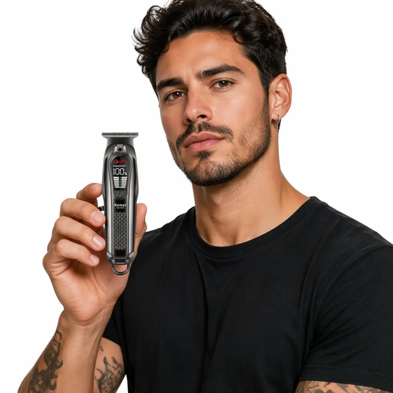 Kemei KM-1675 – Tondeuse Professionnelle 5 Vitesses avec Écran LED et Batterie 1800mAh – gris tondeuse kemei